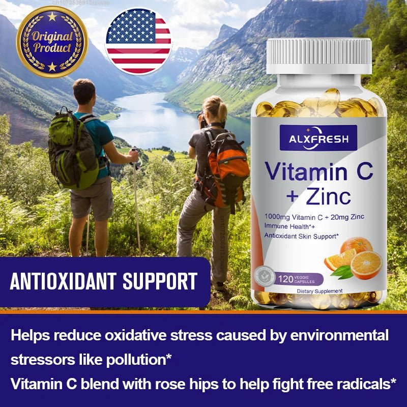 Vitamin C Zinc Capsules for Enhance Immunity Anti-oxidation Anti-aging Promote Skin Metabolism Energy Level Healthy Dual Synergy - Shubert Online Store