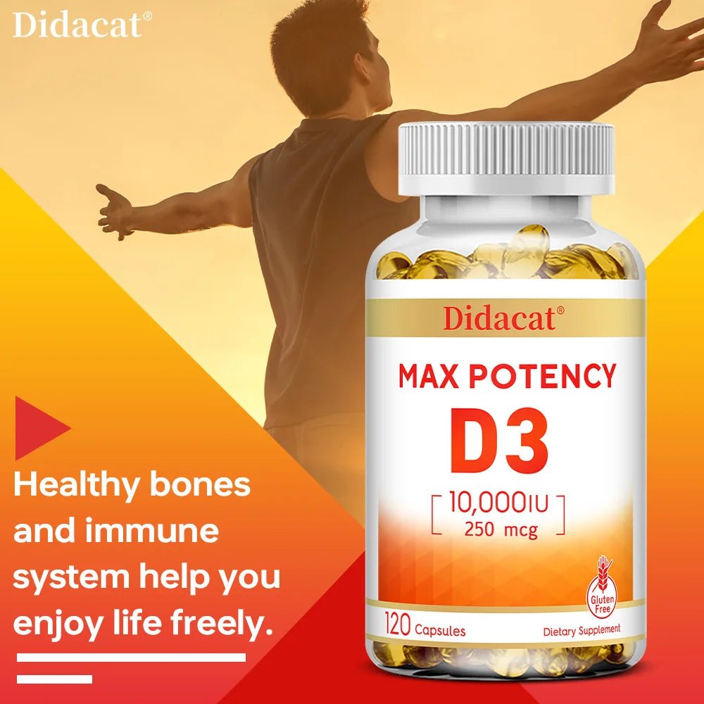 Vitamin D3 10,000 IU (250 mcg), Supports Immune Health, Calcium Absorption Muscle Function & Bone Strength, Dietary Supplement - Shubert Online Store