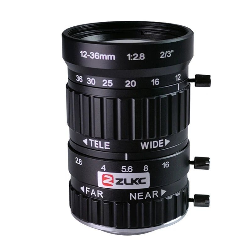 ZLKC CCTV Lens 12-36mm Varifocal 2/3 Inch Focal 5Megapixel F2.8 Aperture C-Mount Low Distortion Machine Vision Indusrial Camera - Shubert Online Store